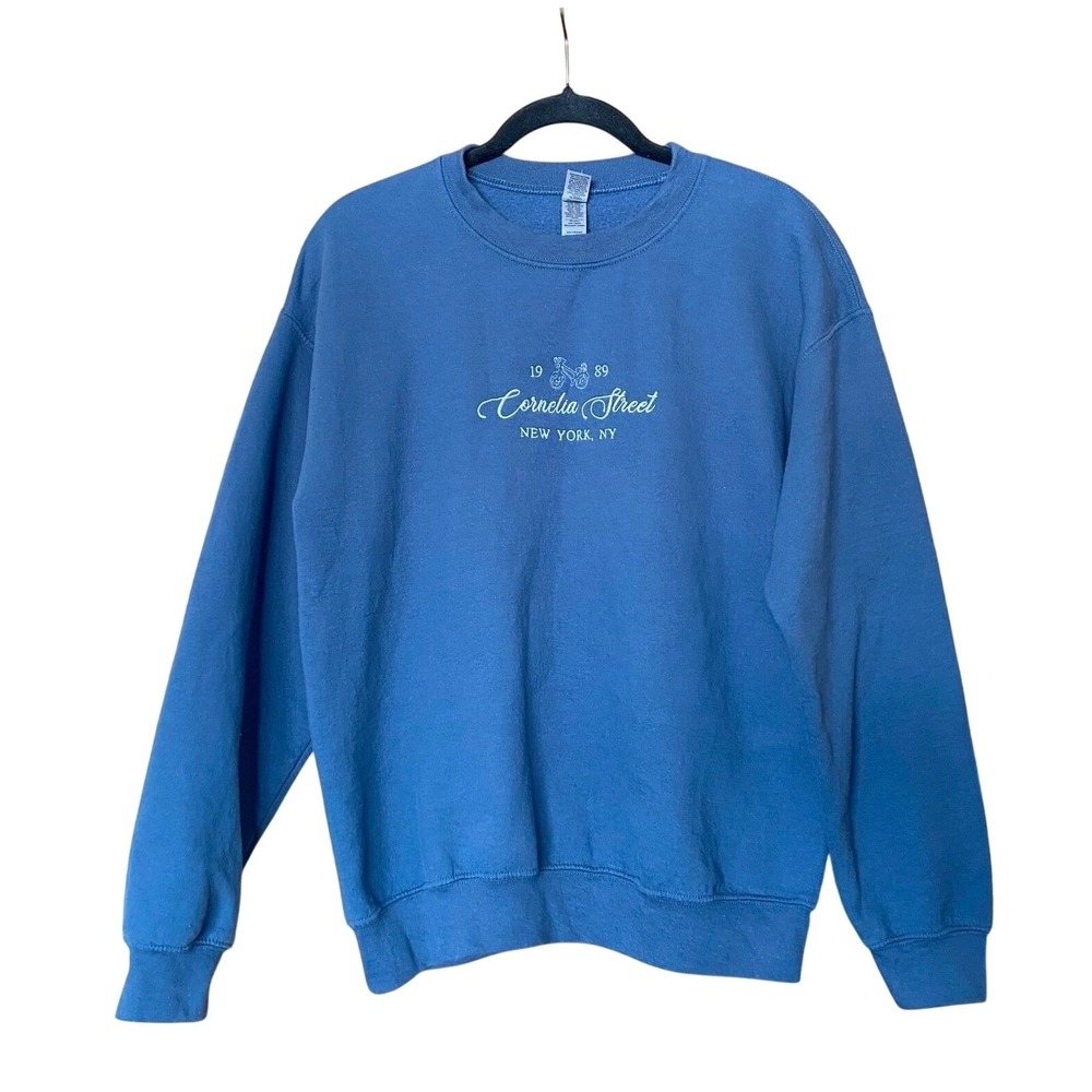 Taylor Swift Cornelia Street 1989 Embroidered Blue Graphic Sweatshirt Medium Fan